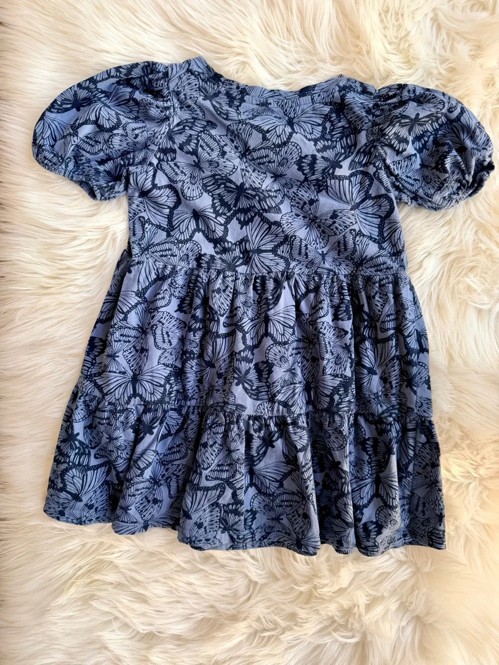 GAP Kids Navy and Light Blue Butterfly Tiered Knit Dress Size XS Girls